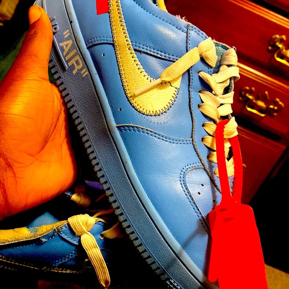 Nike Shoes Designer Shoe Off White Bay Blue Forces Worn A Couple